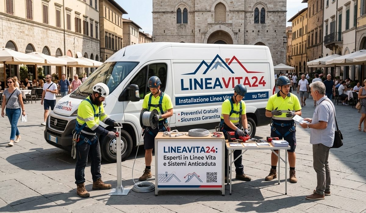 Installatori partner Lineavita24 con il furgone aziendale e le attrezzature